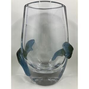 DAUM Nancy, France Florilege 8 3/4" x 6 3/4" Heavy Crystal Vase 1980s